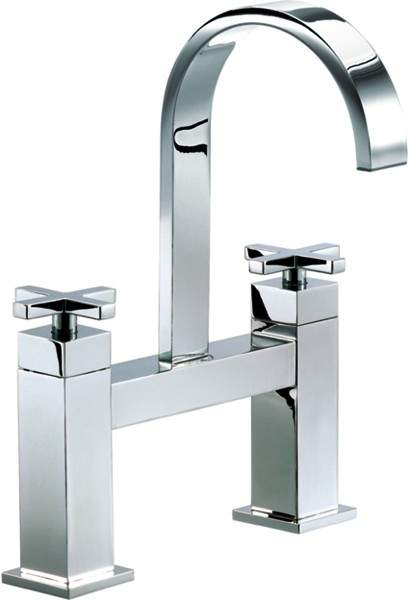 Mayfair Ice Fall Cross Bath Filler Tap (High Spout, Chrome).