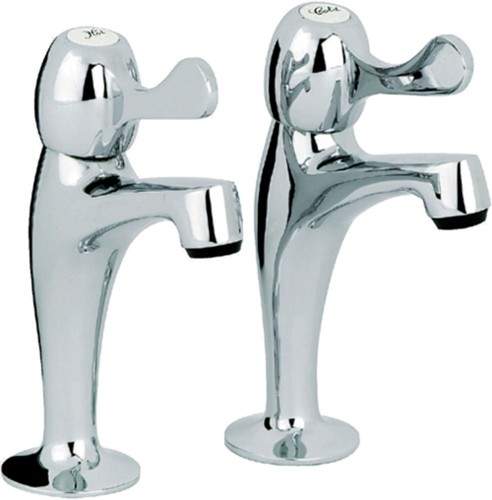 Mayfair Kitchen Alpha Lever High Neck Kitchen Pillar Taps (Pair, Chrome).