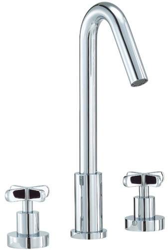 Mayfair Loli 3 Tap Hole Basin Mixer Tap With Pop-Up Waste (Chrome).