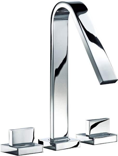 Mayfair Milo 3 Tap Hole Basin Mixer Tap With Click-Clack Waste (Chrome).