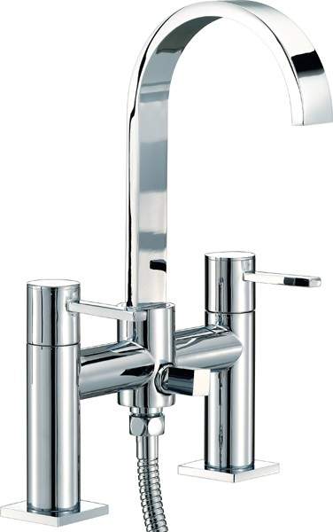 Mayfair Wave Bath Shower Mixer Tap With Shower Kit (High Spout).
