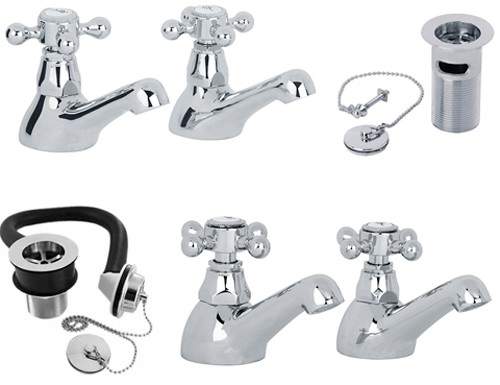 Mayfair Ritz Basin & Bath Tap Pack With Wastes (Chrome).