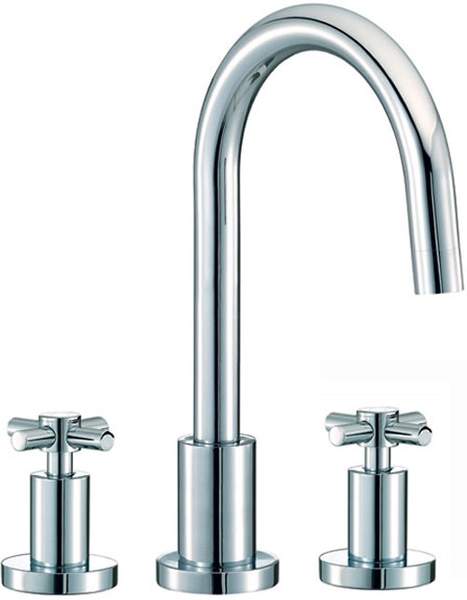 Mayfair Series D 3 Tap Hole Basin Mixer Tap With Pop-Up Waste (Chrome).