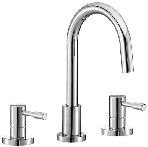 Mayfair Series F 3 Tap Hole Basin Mixer Tap With Pop Up Waste (Chrome).