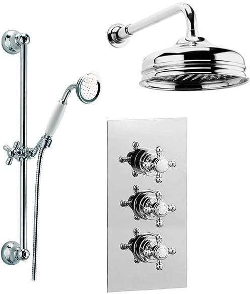 Mayfair Traditional Triple Thermostatic Shower Valve Set With Shower Kit.