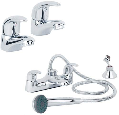 Mayfair Titan Basin & Bath Shower Mixer Tap Pack (Chrome).