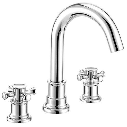 Mayfair Tait Cross 3 Tap Hole Basin Mixer Tap With Pop-Up Waste (Chrome).