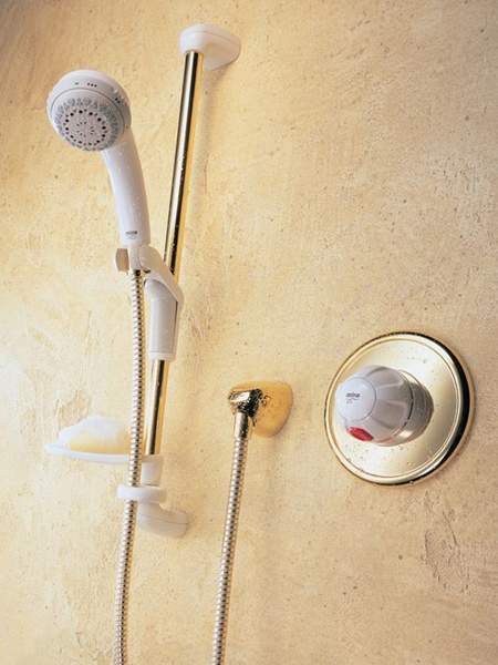 Mira Combiforce 415 Concealed Shower Kit with Slide Rail in White & Gold.