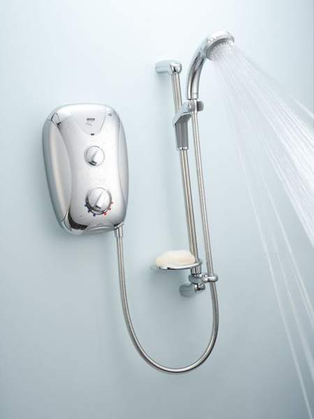 Mira Electric Showers Mira Play 9.5kW in satin chrome with chrome panel.