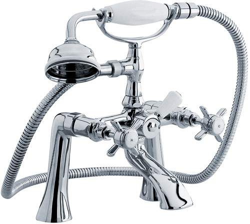 Crown Traditional 1/2" Bath Shower Mixer Tap With Shower Kit (Chrome).