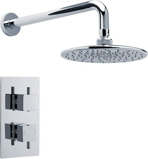 Crown Showers Twin Thermostatic Shower Valve, Head & Arm (ABS Trim).