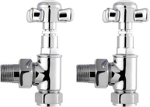 Crown Radiator Valves Traditional Angled Radiator Valves (Pair, Chrome).