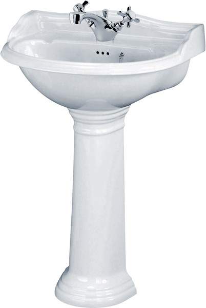 Crown Ceramics Ryther 600mm Basin & Pedestal (1 Tap Hole).