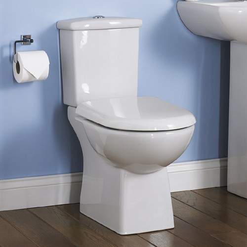 Crown Ceramics Asselby Toilet With Dual Push Flush Cistern & Seat.