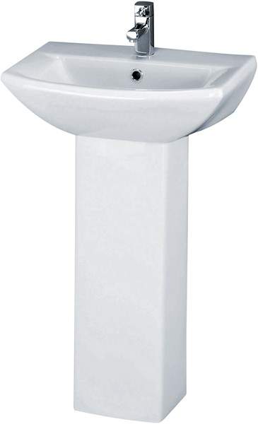 Crown Ceramics Asselby 500mm Basin & Pedestal (1 Tap Hole).