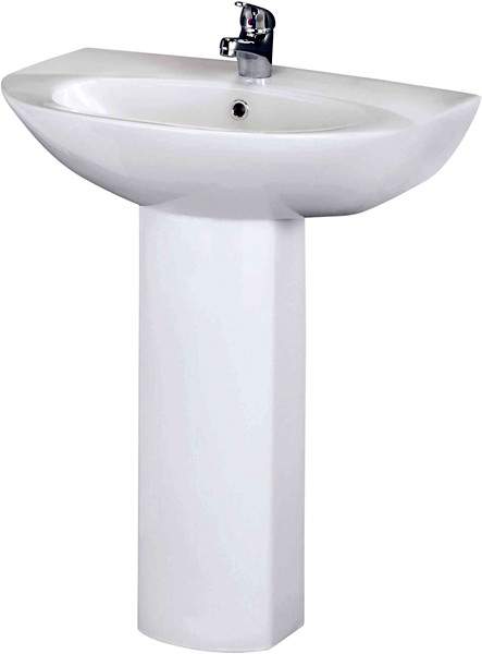 Crown Ceramics Knedlington 600mm Basin & Pedestal (1 Tap Hole).