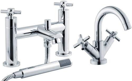 Crown Series 1 Basin & Bath Shower Mixer Tap Set (Chrome).