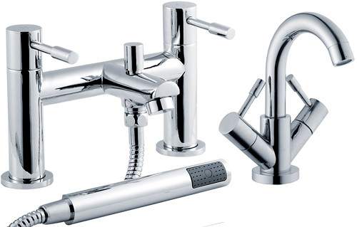 Crown Series 2 Basin & Bath Shower Mixer Tap Set (Chrome).