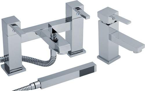 Crown Series L Basin & Bath Shower Mixer Tap Set (Chrome).