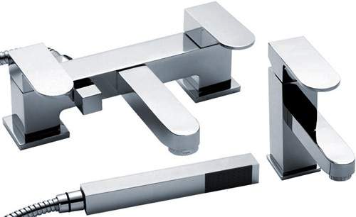 Crown Series S Basin & Bath Shower Mixer Tap Set (Chrome).