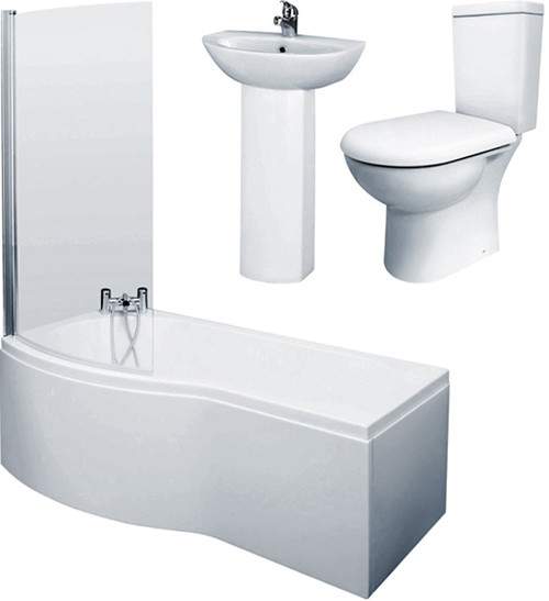 Crown Suites 1500mm Shower Bath Suite With Toilet & Basin (Left Handed).