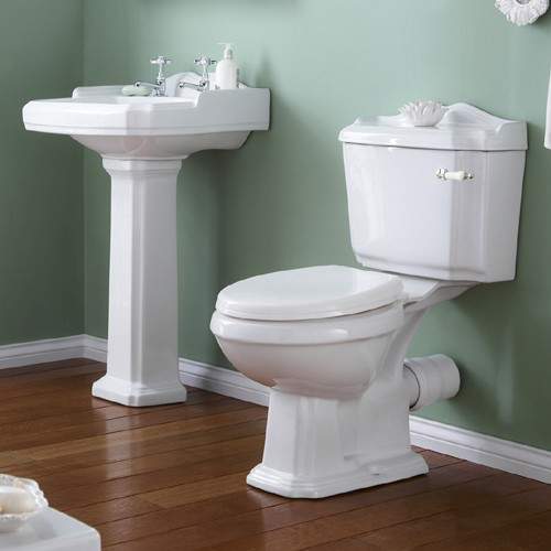 Crown Ceramics Legend 4 Piece Bathroom Suite, 580mm Basin (2 Tap Holes).