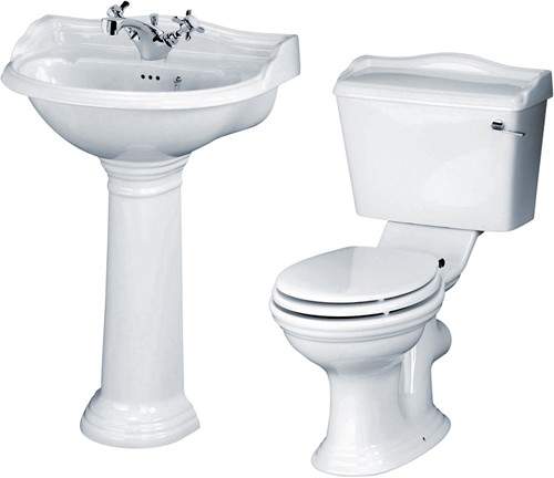 Crown Ceramics Ryther 4 Piece Bathroom Suite With 600mm Basin (1 Tap Hole).