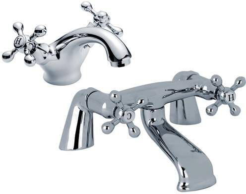 Viscount Basin & Bath Filler Tap Set (Chrome).