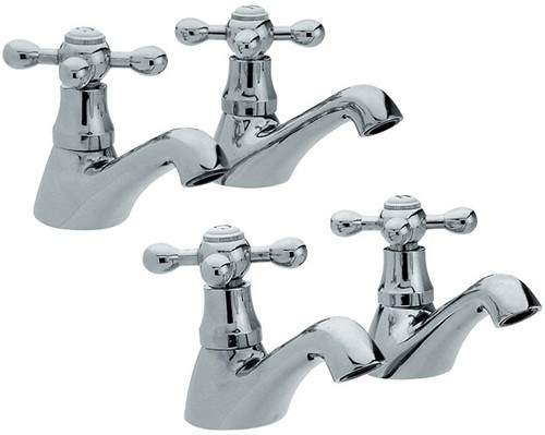 Viscount Basin & Bath Taps Set (Chrome).