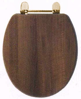 daVinci Wenge contemporary toilet seat with gold hinges.