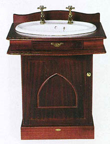 Waterford Wood Vanity unit in traditional mahogany finish with vanity basin.