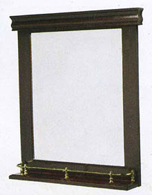 Waterford Wood Traditional bathroom mirror mahogany with gold rail.