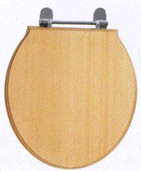 daVinci Beech contemporary toilet seat with chrome hinges.