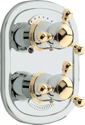 Monet Thermostatic Twin Shower Valve (Chrome/Gold)