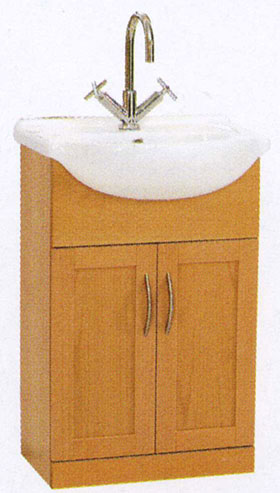 daVinci 550mm Beech Vanity Unit with one piece ceramic basin.