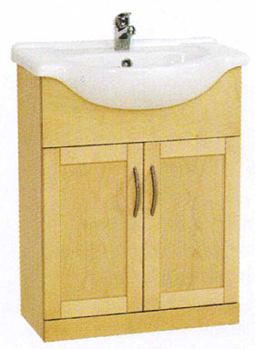 daVinci 650mm Maple Vanity Unit with one piece ceramic basin.