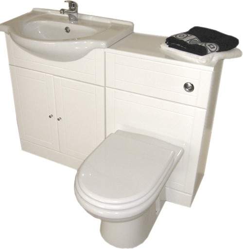 daVinci White bathroom furniture suite with tap and waste.  Left Handed.