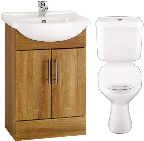 daVinci Cherry 550mm Vanity Suite With Vanity Unit, Basin, Toilet & Seat.