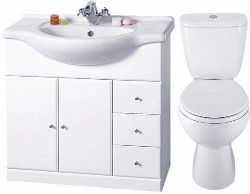 daVinci 4 Piece 850mm Bathroom Vanity Suite with WC, Cistern, Vanity, Basin.