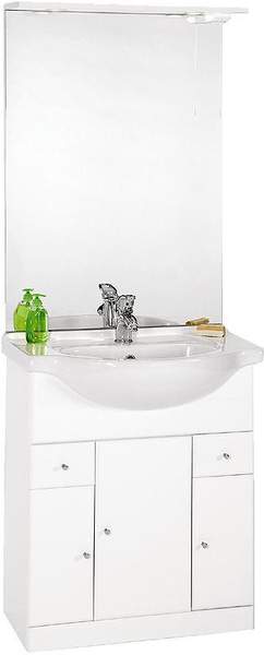 daVinci 750mm Contour Vanity Unit with ceramic basin, mirror and lights.