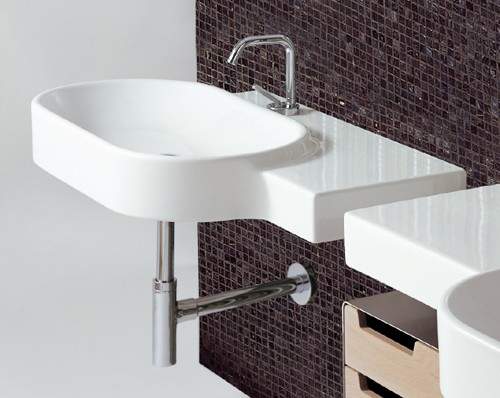 Flame 1 Tap Hole Oval Wall Hung Basin. 880 x 500mm.