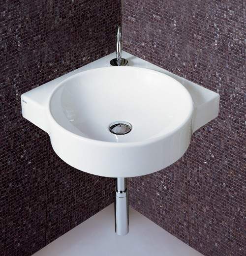 Flame Corner Wall Hung Basin With 1 Tap Hole. 495 x 495mm.
