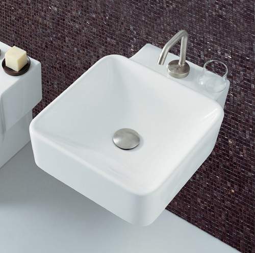 Flame 1 Tap Hole Square Wall Hung Basin. 400 x 495mm.
