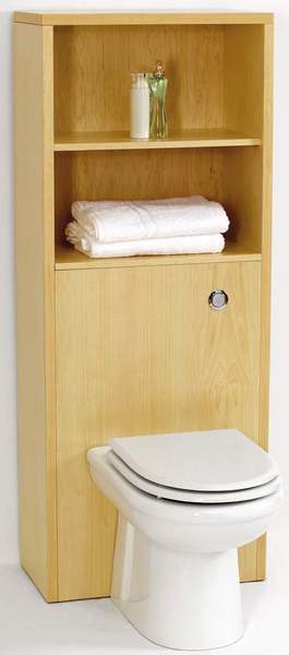 daVinci Monte Carlo back to wall toilet unit with shelves in maple (no pan).