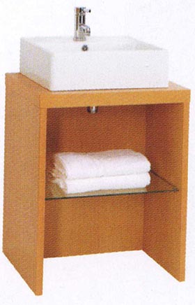 daVinci Parisi midi beech stand and freestanding basin, with shelf.