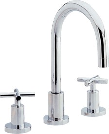 Ultra Helix X head 3 tap hole deck mounted basin mixer.