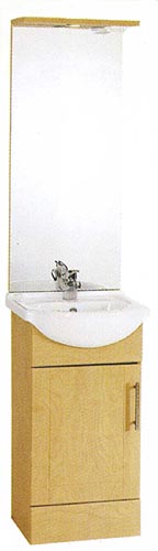 daVinci 450mm Birch Vanity Unit with ceramic basin, mirror and lights.