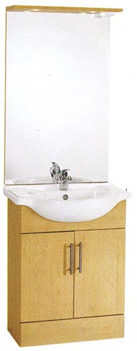 daVinci 650mm Birch Vanity Unit with ceramic basin, mirror and lights.