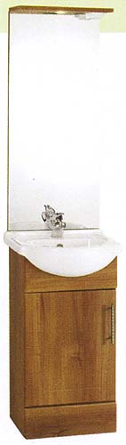 daVinci 450mm Cherry Vanity Unit with ceramic basin, mirror and lights.