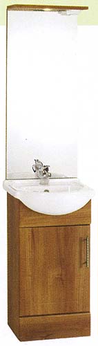 daVinci 450mm Cherry Vanity Unit with ceramic basin, mirror and lights.